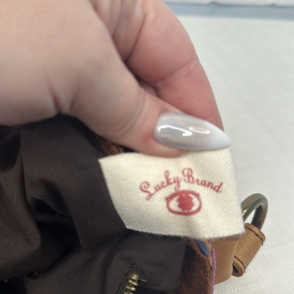 LUCKY BRAND MultiColor Scallop Patchwork Leather Shoulder Boho Tote - Picture 10 of 11